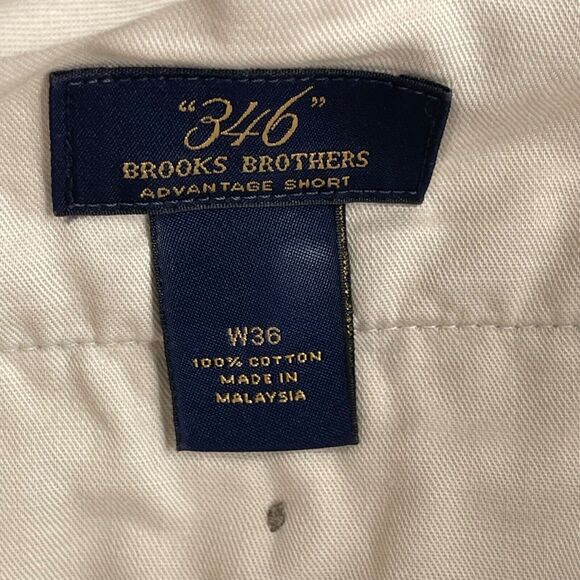 Brooks Brothers 346 Shorts Mens 36 Light Khaki Advantage Chino Cotton Pleated - Picture 10 of 12